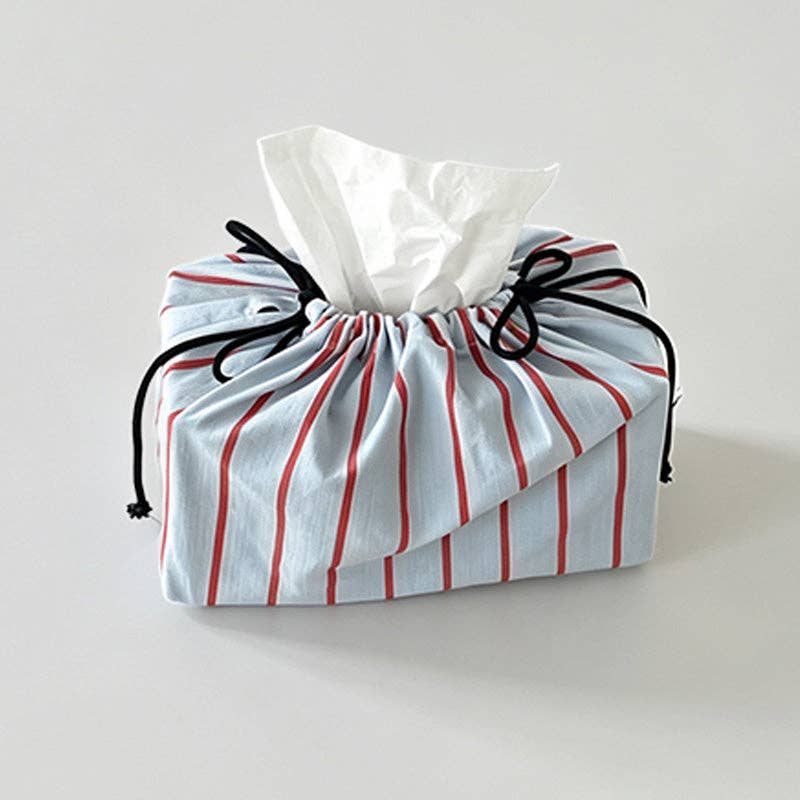 Striped Tissue Box Cover_Blue/Red