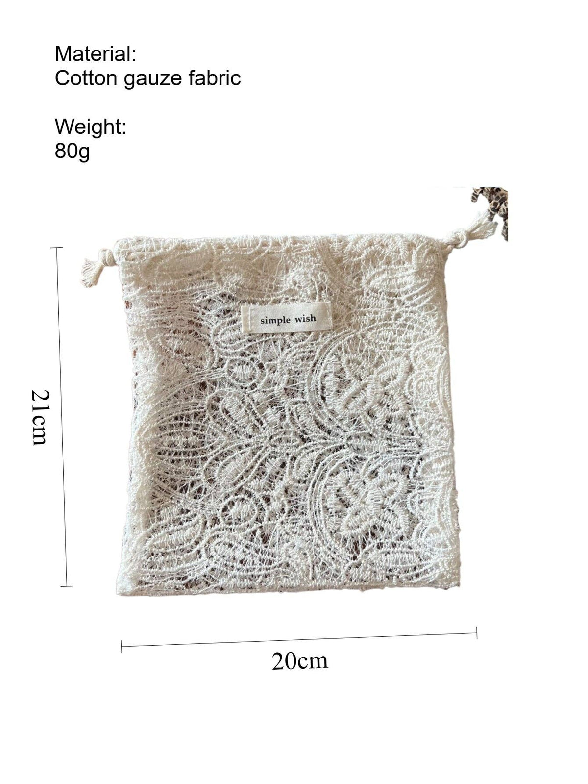 White Lace Embroidery Drawstring Pouch