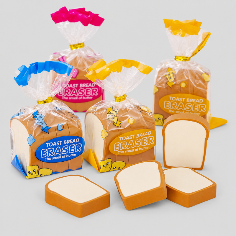 Toast Bread Shaped Eraser Set (1pack/ 4pcs)