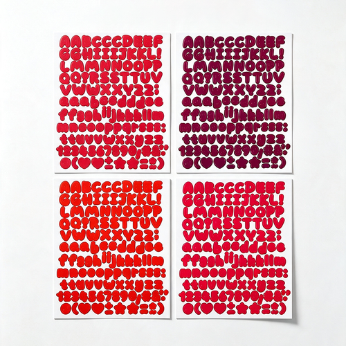 Red Bubble Alphabet Sticker Sheet, Set of 4