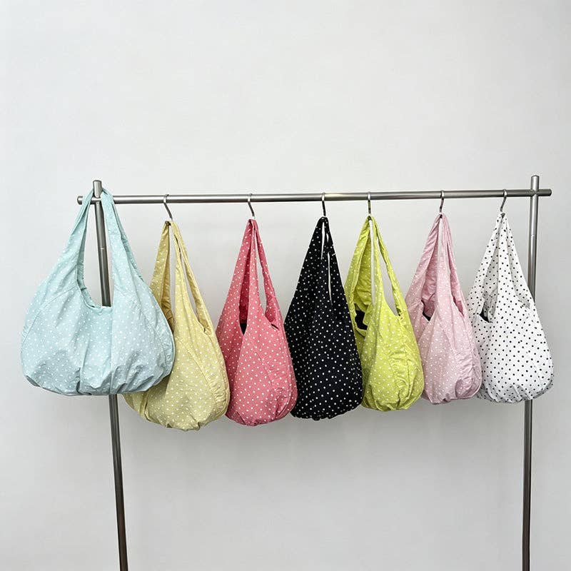 Polka Dot Large Capacity Hobo Tote Bag_Sky Blue