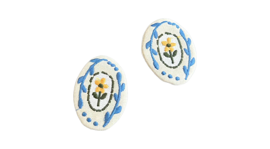 Blue Flower Floral Brooch