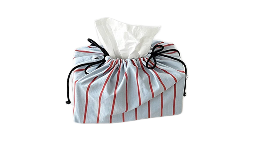 Blue/Red Striped Fabric Tissue Box Cover