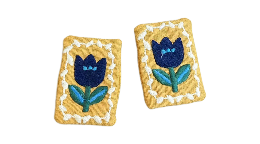Blue Tulip Floral Brooch