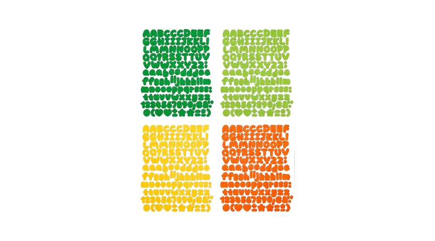 Bubble Alphabet Sticker Sheet, Set of 4