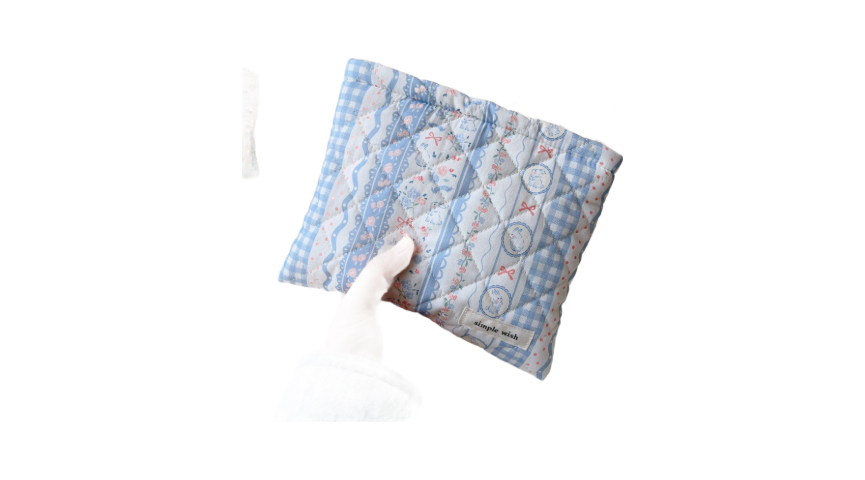 Cottagecore Light Blue Floral Quilted Organizer Pouch