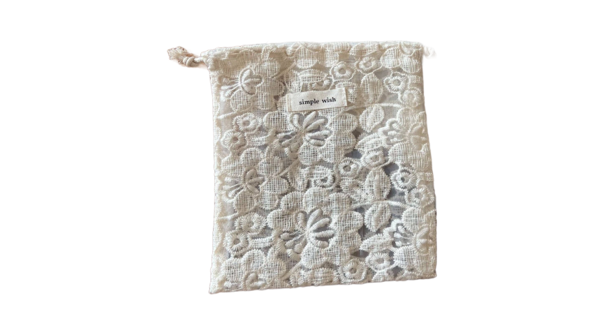 Flower Pattern White Lace Drawstring Pouch