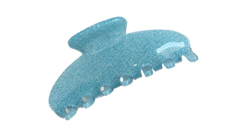 Glitter Marbled 7-Tooth Large Shark Hair Claw Clip_Blue Green