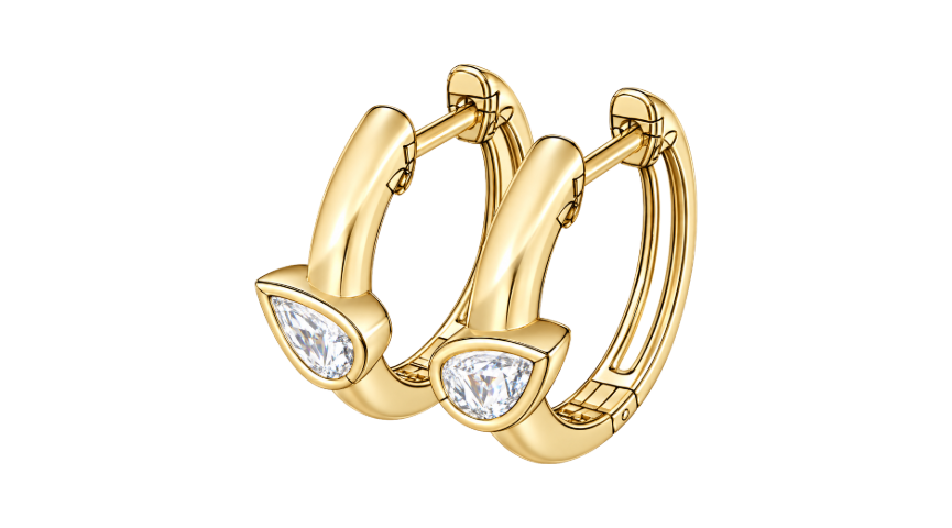 Gold Alien Eye Flop Huggie Hoop Earrings