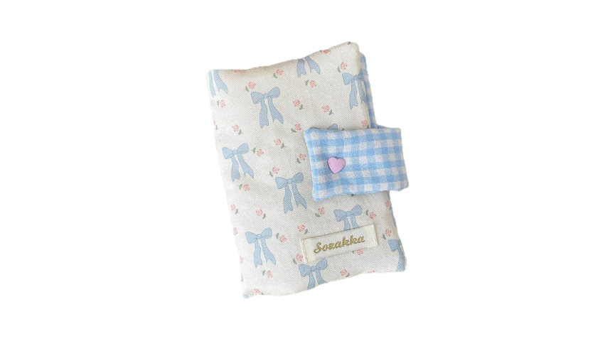 Handmade Bow Book Cover for Journals & Planners – Blue Ribbon
