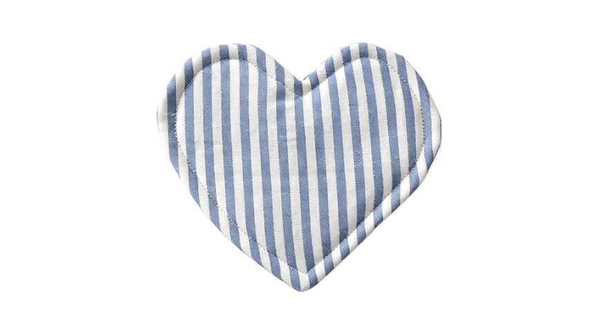 Heart-Shaped Blue Stripe Cotton Coaster