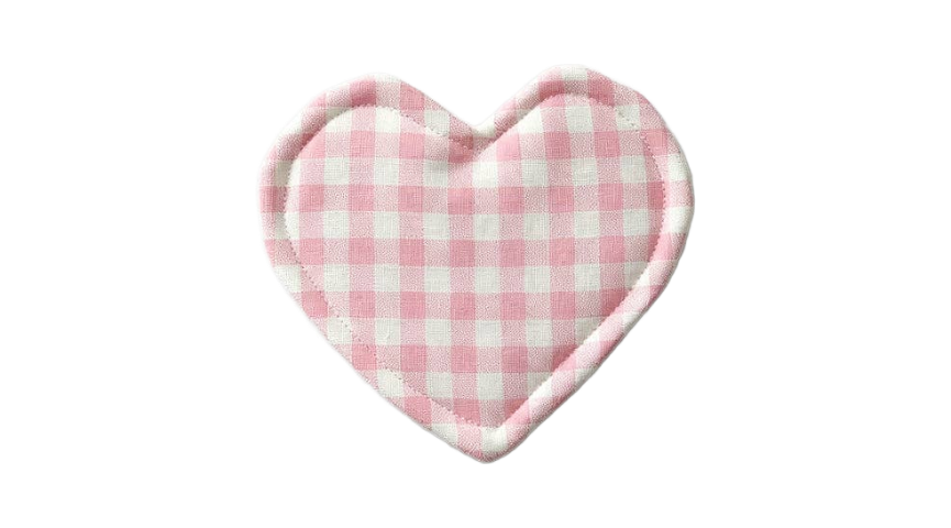 Heart-Shaped Pink Gingham Cotton Coaster