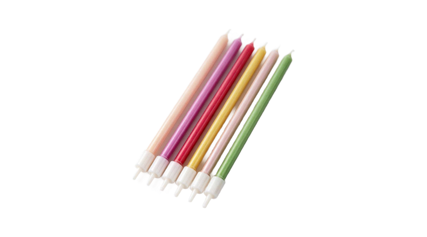Long Birthday Candles, Set of 10 – Multicolor