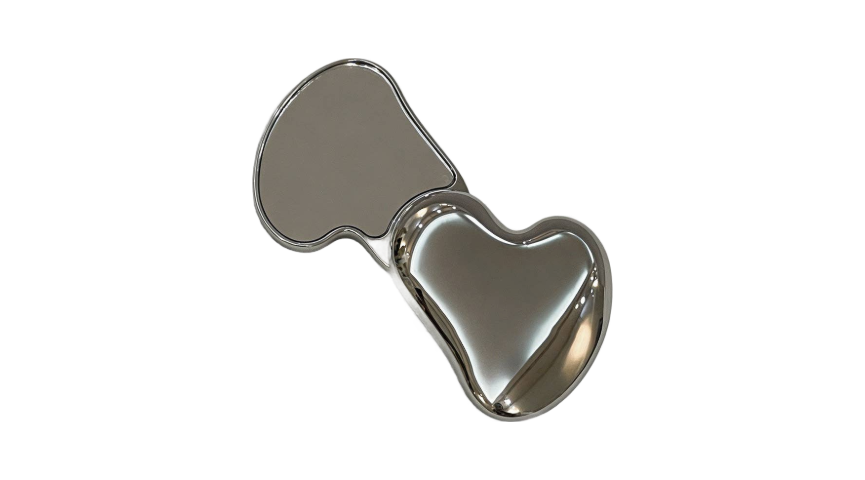 Melting Silver Heart Slide Compact Mirror