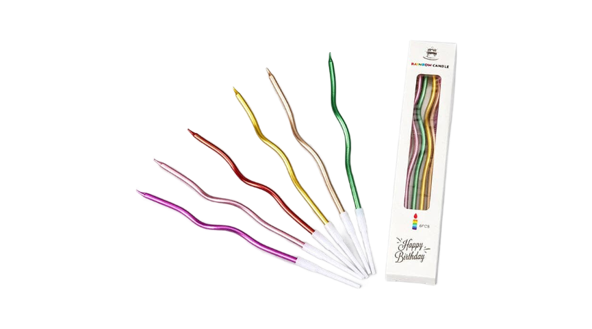 Multicolor Spiral Birthday Candles, Set of 10