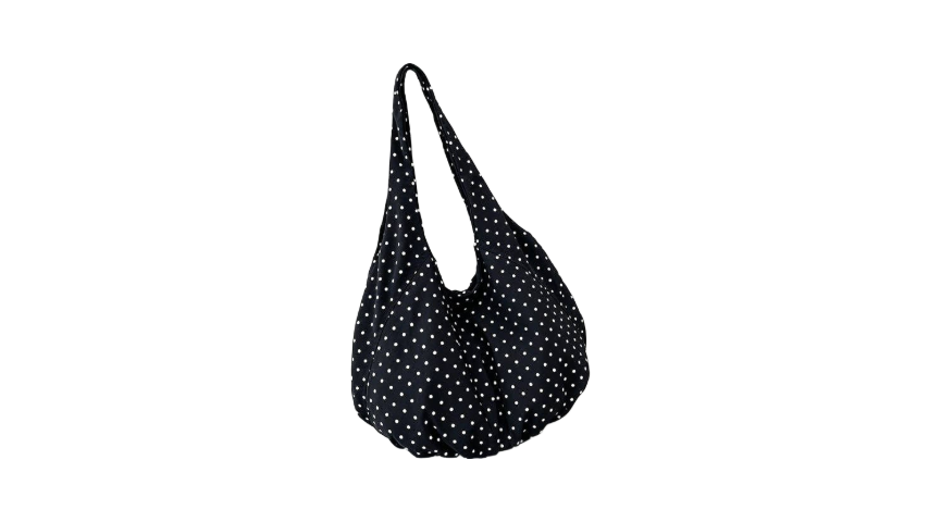 Polka Dot Black Hobo Tote Bag