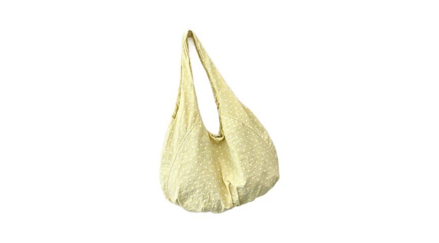 Polka Dot Butter Yellow Hobo Tote Bag