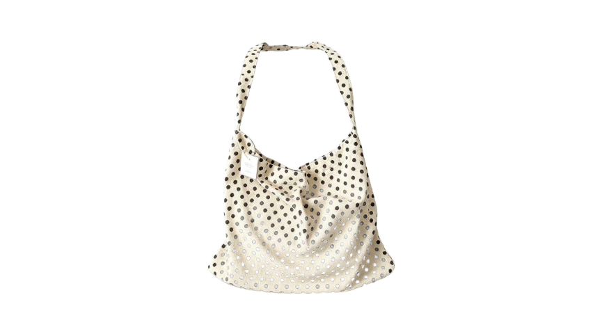 Polka Dot Open-Top Shoulder Tote – Off White