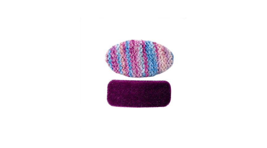 Purple Patchwork Hair Clip Set, Set of 2