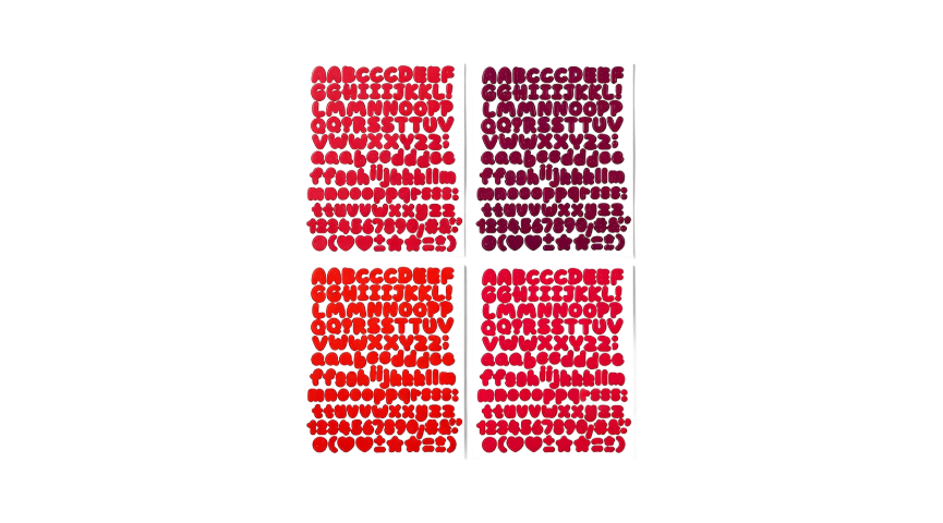 Red Bubble Alphabet Sticker Sheet, Set of 4