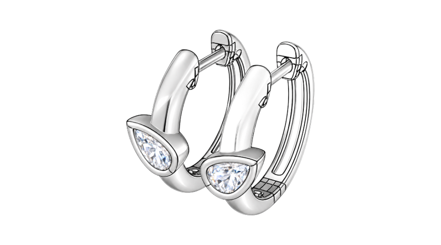 Silver Alien Eye Flop Huggie Hoop Earrings