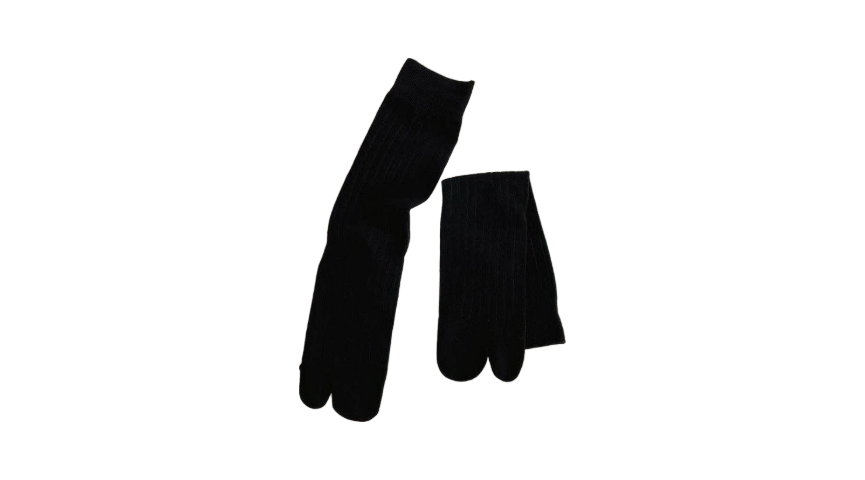 Tabi Split Toe Black Cotton Socks