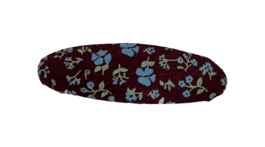 Vintage Brown Blue Floral Plaid Hair Clip