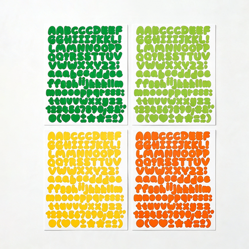 Bubble Alphabet Sticker Sheet, Set of 4