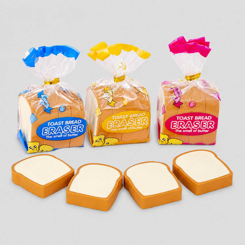 Toast Bread Shaped Eraser Set (1pack/ 4pcs)