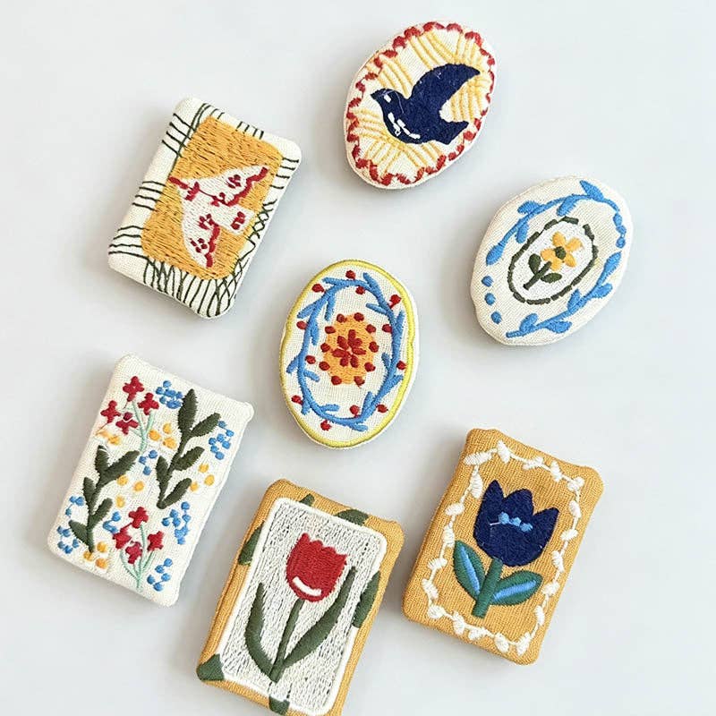 Blue Tulip Floral Brooch