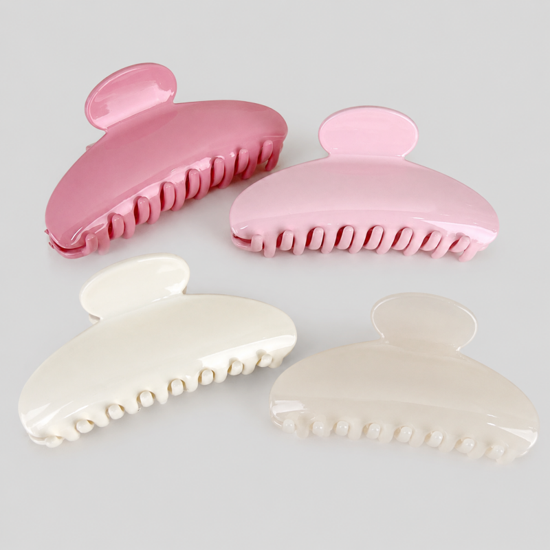 Solid Color Shark Hair Claw Clip_Jelly White
