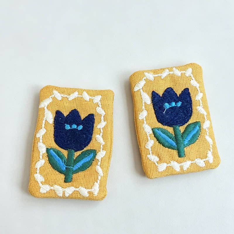 Blue Tulip Floral Brooch