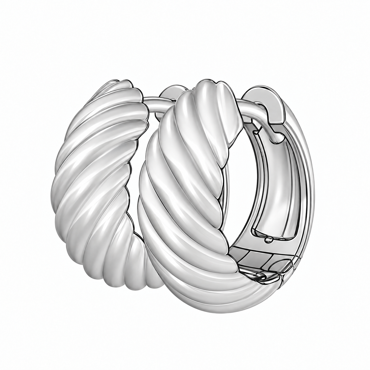 Silver Twisted Rope Hoop Earrings